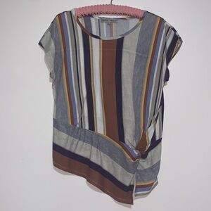 Absolutely Famous Striped Twist-Hem Women’s Top - Multi Heathered Soft Large